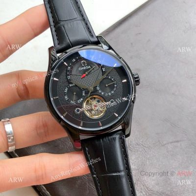Replica Omega Flying Tourbillon All Black Watches 43mm